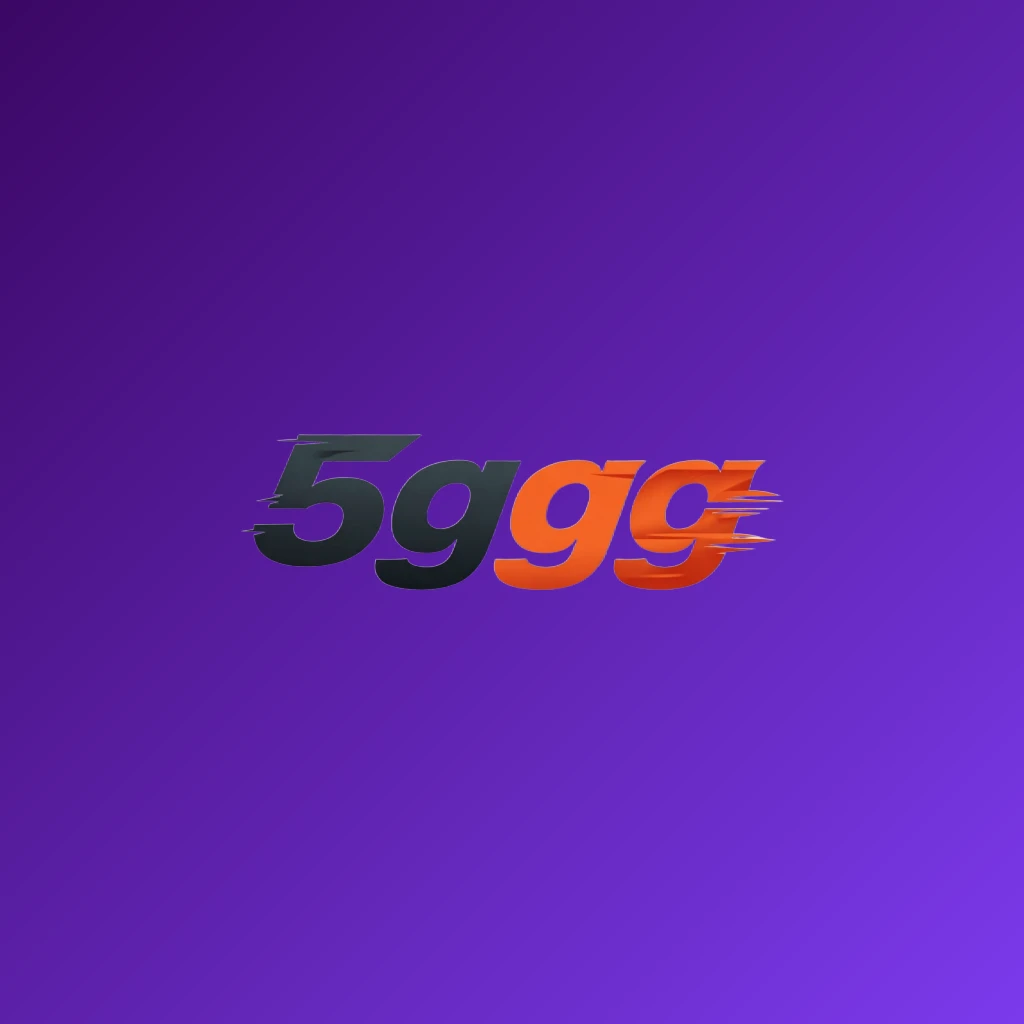 Logotipo dinâmico em estilo esportivo para 5gggg apresentando letras ousadas e marcantes com efeito de movimento e design energético em fundo transparente, ideal para cabeçalho de site